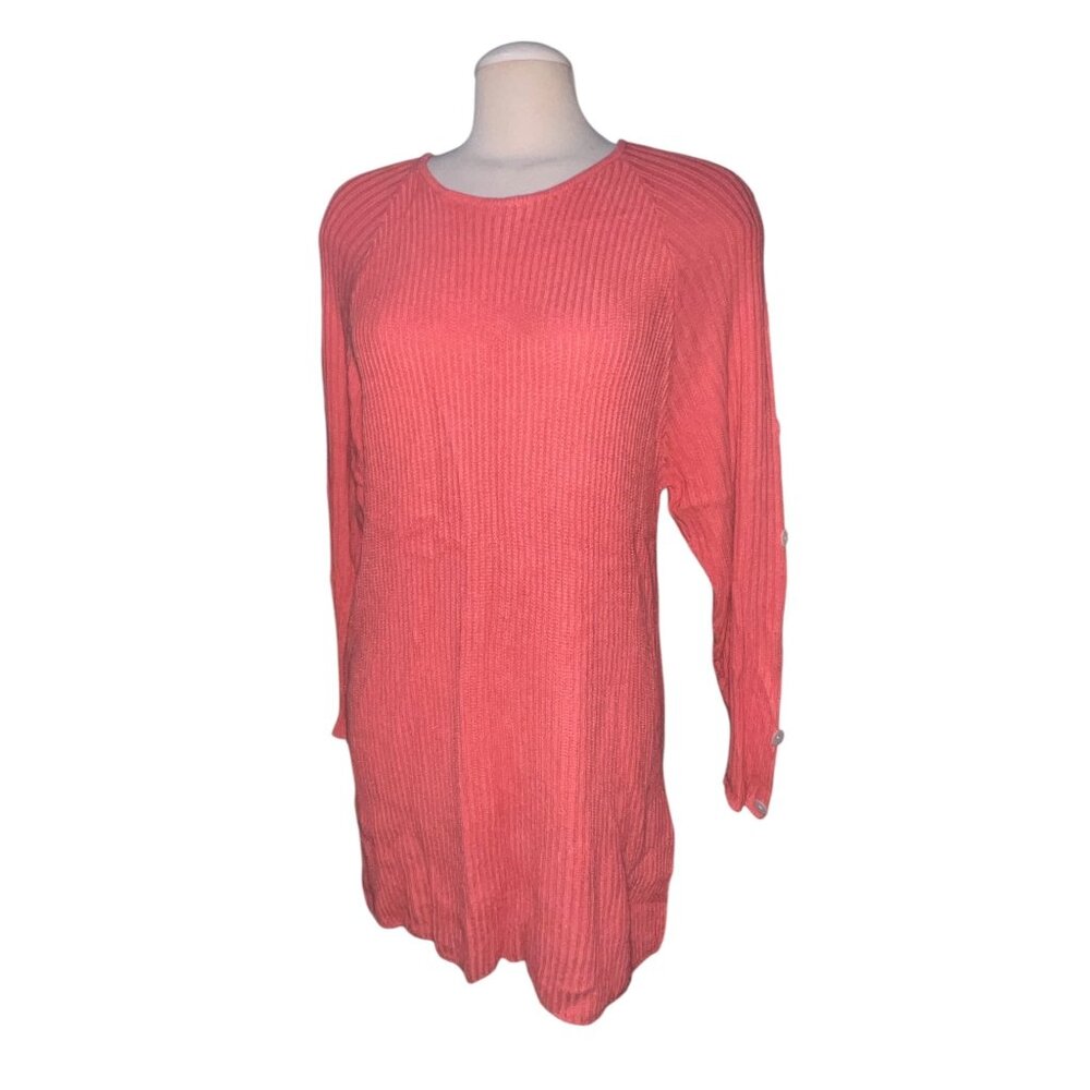 Apart Impressions Vintage Ribbed Button Sleeve Tunic Sweater Sz Medium Womens Co